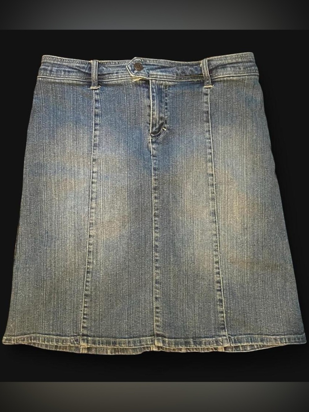 Classic Y2K Vintage SB Jeans Blue Denim A-Line Midi Skirt